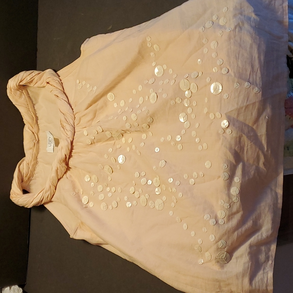 Loft shirt rolled collar, Nude-pink. Very delicate color and fabric.Small/Petite